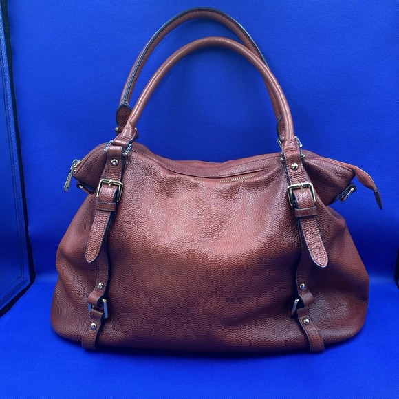 Satchel Handbags - Vincenzo Leather Hand Crafted Elegance Rust  2 Handles Satchel Bag Preowned